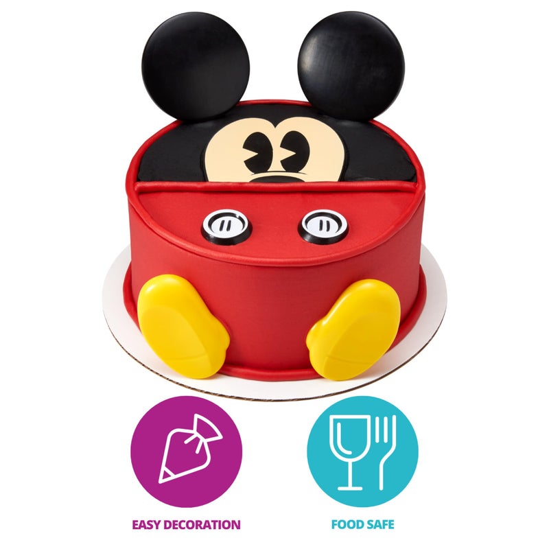 DecoPac DecoSet Disney Mickey Mouse Cake Topper, 7-Piece Topper Set with Ears, Eyes, Buttons and Shoes, Made of Food-Safe Plastic - Image 3
